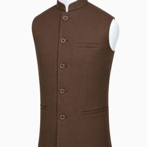 Men's Nehru Waistcoti 2pc (Khaki)