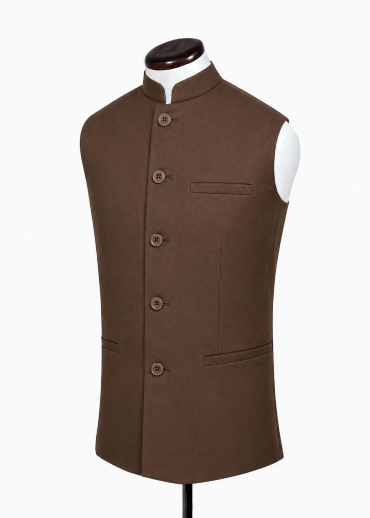 Men's Nehru Waistcoti 2pc (Khaki)